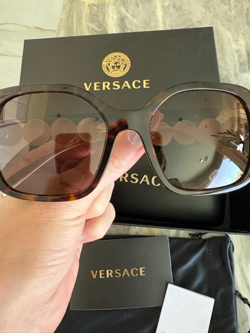 AUTHENTIC NEW Versace Gold Medusa Frame Glasses Brown Havana Box Dustbag WOW - Picture 8 of 8